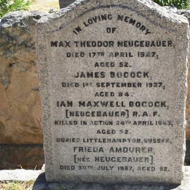 BOCOCK James -1927 :: NEUGEBAUER Max Theodor -1927 :: NEUGEBAUER Ian Maxwell Bocock -1943 :: AMDURER Frieda nee NEUGEBAUER -1957