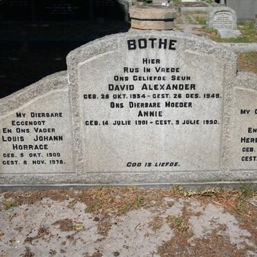 BOTHE Louis Johann Horrace 1900-1978 &amp; Annie 1901-1990 :: BOTHE David Alexander 1934-1949 :: BOTHE Herbert Denis 1940-2010
