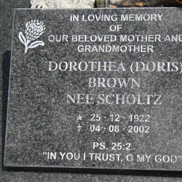 BROWN Dorothea nee SCHOLTZ 1922-2002
