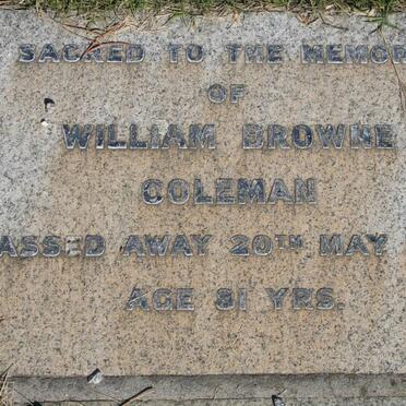 COLEMAN William Browne -1963