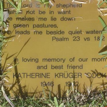 COOK Katherine Kruger 1946-1992