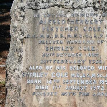 COLE Alfred Herbert Fletcher 1898-1956 &amp; Shirley 1894-1972