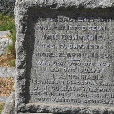 CONRADIE J.A. 1864-1939 &amp; J.H. PRINS 1856-1941 :: CONRADIE Jan 1896-1938