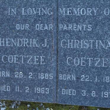 COETZEE Hendrik J. 1885-1963 &amp; Christina S.1889-1971