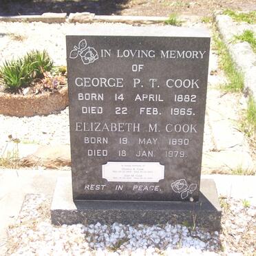 COOK George P.T. 1882-1965 &amp; Elizabeth M. 1890-1979