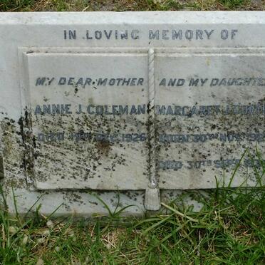 COLEMAN Annie J. -1926 :: CURTIS Margaret J. 1921-193?