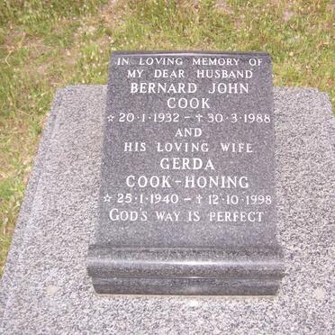 COOK Bernard John 1932-1988 &amp; Gerda HONING 1940-1998
