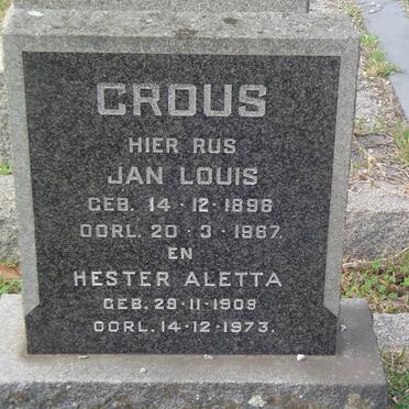 CROUS Jan Louis 1896-1967 &amp; Hester Aletta 1909-1973