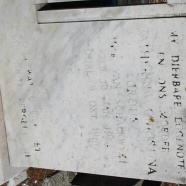 CROUS Catherina Christina nee VAN SCHALKWYK 1914-1960