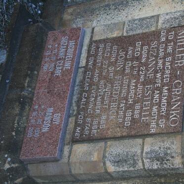 CRANKO John Frederick, Miller 1886-1968 &amp; Suzanne Estelle 1888-1960