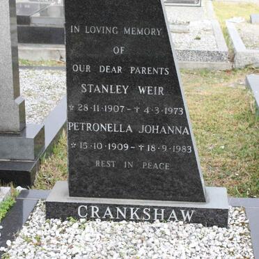 CRANKSHAW Stanley Weir 1907-1973 &amp; Petronella Johanna 1909-1983