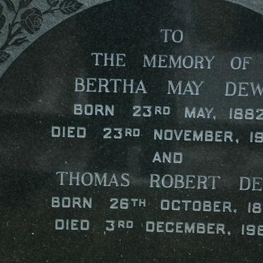 DEW Thomas Robert 1873-1962 &amp; Bertha May 1882-1959