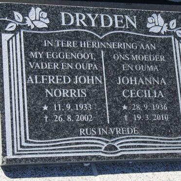 DRYDEN Alfred John Norris 1933-2002 &amp; Johanna Cecilia 1936-2010