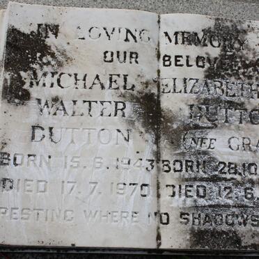 DUTTON Michael Walter 1943-1970 &amp; Elizabeth Ann GRAY 1948-1970