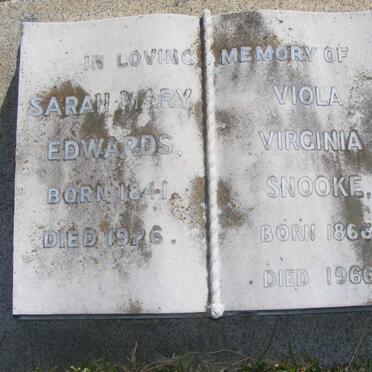 EDWARDS Sarah Mary 1841-1926 :: SNOOKE Viola Virginia 1866-1966