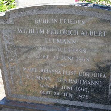 ELLMANN Wilhelm Friederich Albert 1899-1958 &amp; Marie Johanna Elise Dorothea RAUTMANN 1899-1976