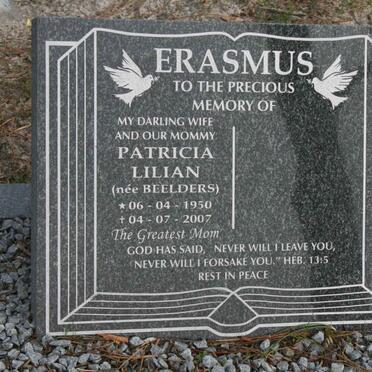ERASMUS Patricia Lilian nee BEELDERS 1950-2007