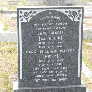 FARR Mark William Walter 1893-1969 &amp; Jane Marie KLEIN 1899-1964