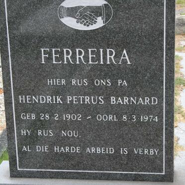 FERREIRA Hendrik Petrus Barnard 1902-1974