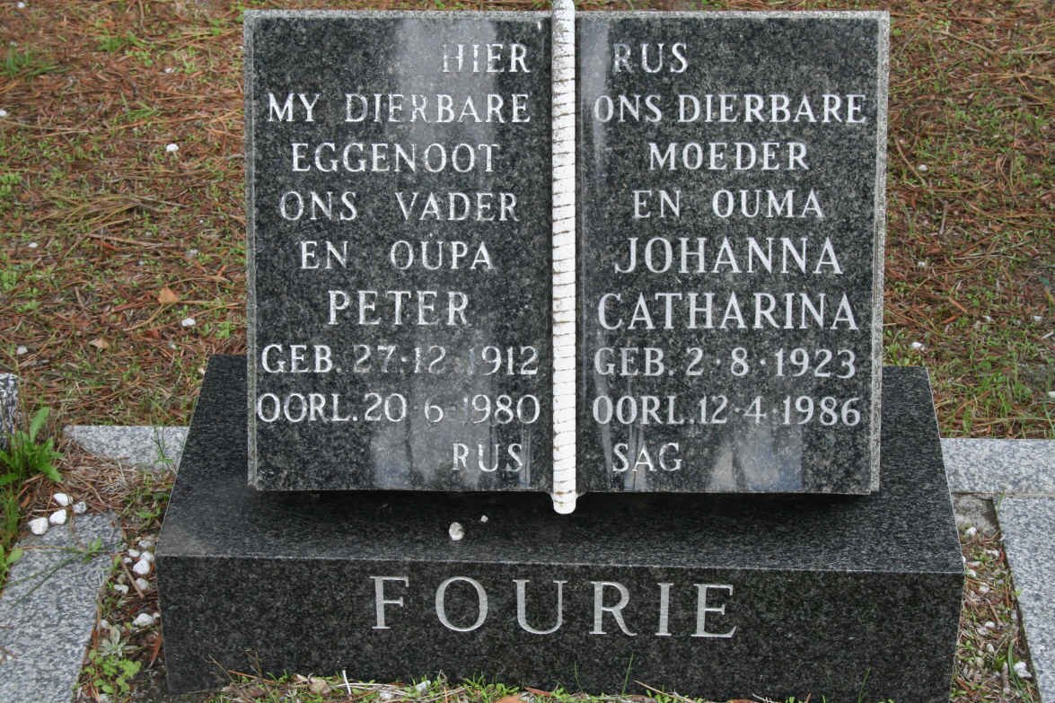 FOURIE Peter 1912-1980 &amp; Johanna Catharina 1923-1986