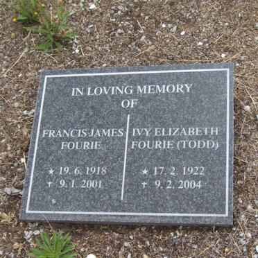FOURIE Francis James 1918-2001 &amp; Ivy Elizabeth TODD 1922-2004