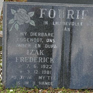 FOURIE Izak Frederick 1922-1981