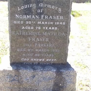 FRASER Norman -1948 &amp; Katherine Matilda PARKER -1965