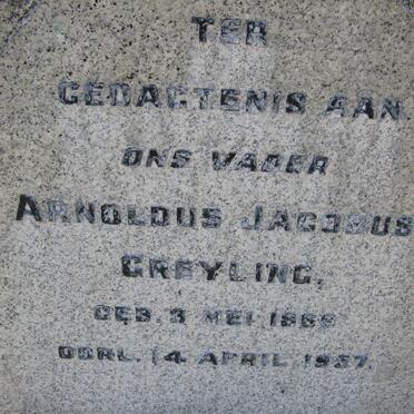 GREYLING Arnoldus Jacobus 18?9-1957
