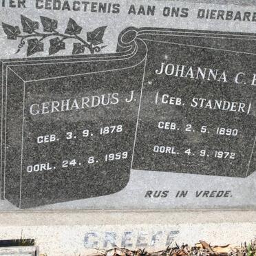GREEFF Gerhardus 1878-1959 &amp; Johanna C.E. STANDER 1890-1972