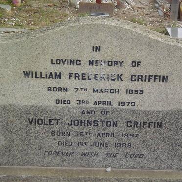 GRIFFIN William Frederick 1899-1970 &amp; Violet Johnston 1897-1988