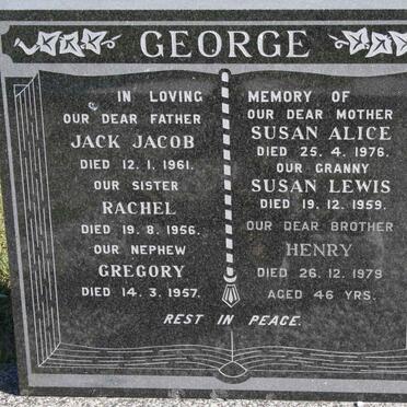 GEORGE Jack Jacob -1961 &amp; Susan Alice -1976 :: GEORGE Henry -1979 :: GEORGE Rachel -1956 :: GEORGE Gregory -1957
