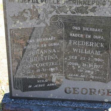 GEORGE Frederick William 1900-1977 &amp; Johanna Christina COETZEE 1903-1977