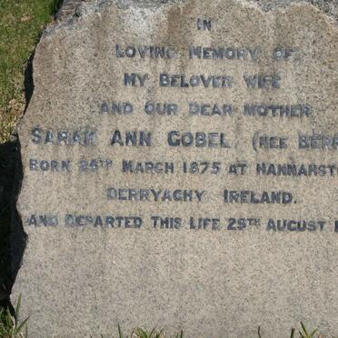 GOBEL Sarah Ann nee BERRY 1875-1945
