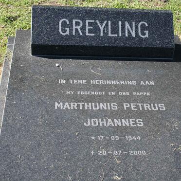 GREYLING Marthunis Petrus Johannes 1944-2000