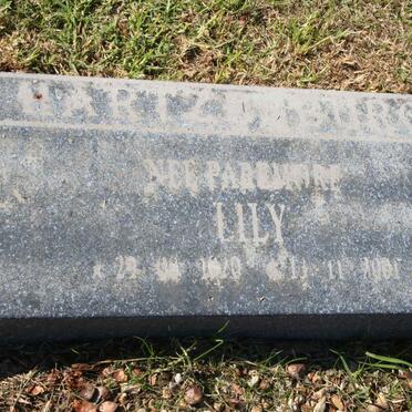 HARTZENBURG Lily nee PAREMORE 1920-2001