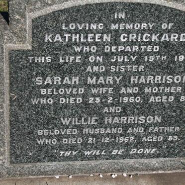 HARRISON Willie -1962 &amp; Sarah Mary -1960 :: CRICKARD Kathleen -1954