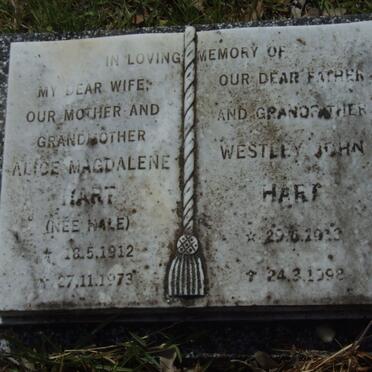 HART Westley John 1913-1998 &amp; Alice Magdalene HALE 1912-1973