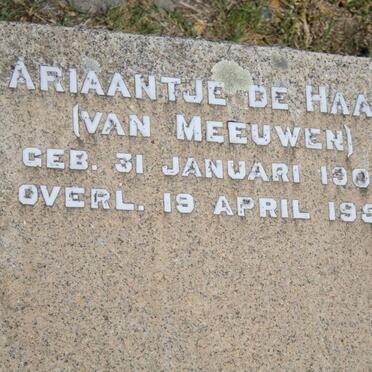 HAAN Ariaantje, de nee VAN MEEUWEN 1904-1952