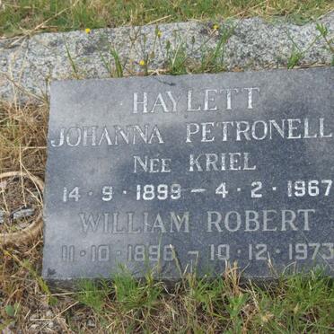 HAYLETT William Robert 1896-1973 &amp; Johanna Petronella KRIEL 1899-1967