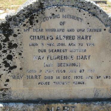 HART Charles Alfred -1951 &amp;  May Florence nee BEEMING -1959 :: HART May -1975