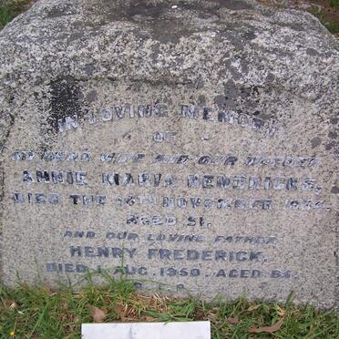 HENDRICKS Henry Frederick -1950 &amp; Annie Maria -1934