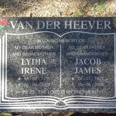 HEEVER Jacob James, van der 1921-2008 &amp; Lydia Irene 1935-2007
