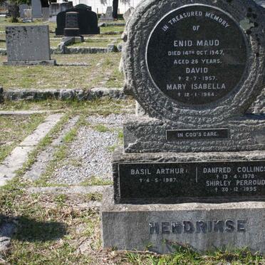 HENDRIKSE Enid Maud -1947 :: HENDRIKSE David -1957 :: HENDRIKSE Mary Isabella -1964 :: HENDRIKSE Danfred Collings -1978