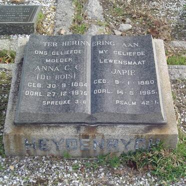 HEYDENRYGH Japie 1880-1965 &amp; Anna C.C. du BOIS 1884-1975