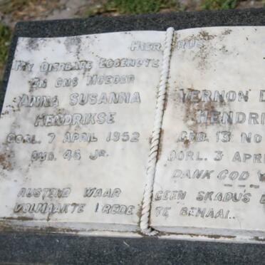 HENDRIKSE Vernon Daniel 1903-1962 &amp; Anna Susanna -1952