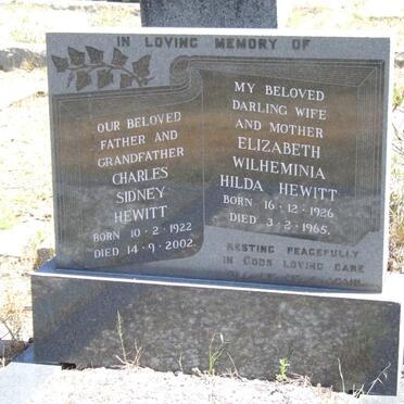 HEWITT Charles Sidney 1922-2002 &amp; Elizabeth Wilheminia Hilda 1926-1965