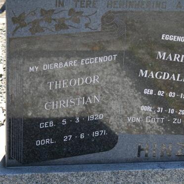 HINZE Theodor Christian 1920-1971 &amp; Maria Magdalena 1918-2007