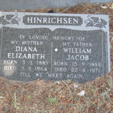 HINRICHSEN William Jacob 1888-1971 &amp; Diana Elizabeth 1889-1964