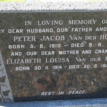 HORN Peter Jacob, van der 1910-1969 &amp; Elizabeth Louisa 1914-1982