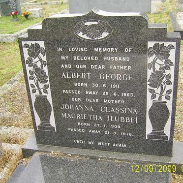 HUNT Albert George 1911-1963 &amp; Johanna Classina Magrietha LUBBE 1909-1976